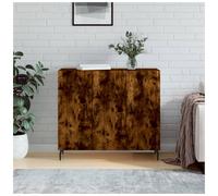 Sideboard Smoked Oak 90x34x80 cm Engineered Wood 3 Hinged Doors Black Durable UK