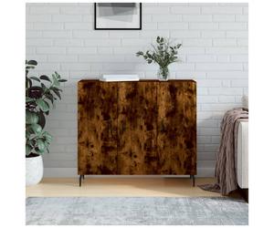 Sideboard Smoked Oak 90x34x80 cm Engineered Wood 3 Hinged Doors Black Durable UK