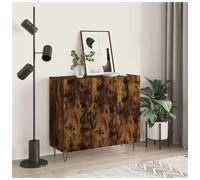 Sideboard Smoked Oak 90x34x80cm Engineered Wood 3-doors Hairpin Legs Bow pulls.