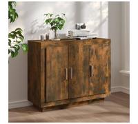 Sideboard Smoked Oak 92x35x75 cm Engineered Wood 3-Door Compact Storage Console