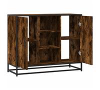 Sideboard Smoked Oak 92x35x76cm Engineered Wood Metal Industrial StorageCabinet