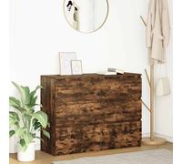 Sideboard Smoked Oak Engineered Wood 100x35x76 cm Slim Modern Storage Unit Plus