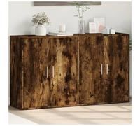 Sideboard Smoked Oak Engineered Wood 60x31x70 cm 2-Door Minimalist Storage Pair