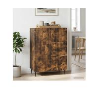 Sideboard Smoked Oak Engineered Wood 66x34.5x91.5cm 3 Drawers 1 Door Modern Slim