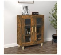 Sideboard Smoked Oak Engineered Wood 69.5x34x90 cm Glass Doors Modern Beige Legs