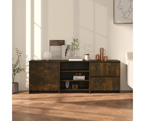 Sideboard Smoked Oak Engineered Wood 70x40x75cm Modern Storage Cabinet 3pc Set