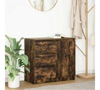 Sideboard Smoked Oak Engineered Wood 71x35x65 cm 1 Door 3 Drawers CompactShelfXL