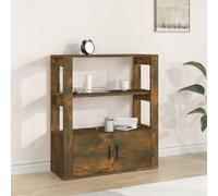 Sideboard Smoked Oak Engineered Wood 80x30x90cm Storage Shelves & Doors WallFix