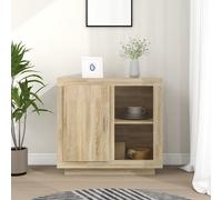 Sideboard Smoked Oak Engineered Wood 80x40x75 cm Modern Storage Cabinet 2Shelves
