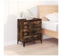 Sideboard Smoked Oak Engineered Wood Grain & Metal 60x35x70 cm 3-Drawer Storage