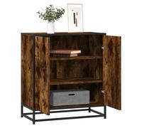Sideboard Smoked Oak Engineered Wood & Metal 68x35x76cm 3-Shelf Industrial Slim