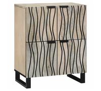 Sideboard Solid Mango Wood 60x33x75cm 4-Door Rustic White Storage Cabinet Indoor