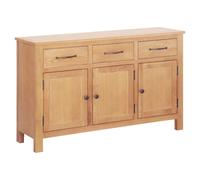 Sideboard Solid Oak Brown 112 x 33.5 x 70 cm 3 Drawers 2 Doors Classic Elegantly