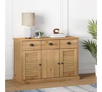 Sideboard Solid Pine Brown 113x40x75 cm Rustic Shutter Design with Drawers Metal