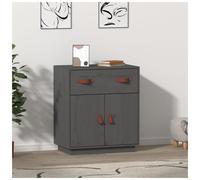 Sideboard Solid Pine Light Grey 65.5x40x75cm Rustic Modern Storage Cabinet Slim