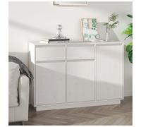 Sideboard Solid Pine White 110x34x75 cm Modern Storage with 2 Drawers & 3 Doors