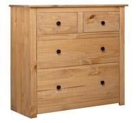 Sideboard Solid Pine Wood Brown 80x40x83 cm 2 Small 2 Large Drawers RusticLook.