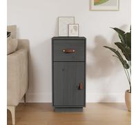 Sideboard Solid Pine Wood Grey 34x40x75 cm Rustic 2-Door 1 Drawer Storage Entry