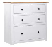 Sideboard Solid Pine Wood White 80x40x83 cm 2 Small 2 Large Drawers Rustic Lacq