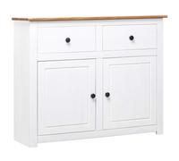 Sideboard Solid Pine Wood White 93x40x80 cm 2 Drawers 2 Doors Handmade