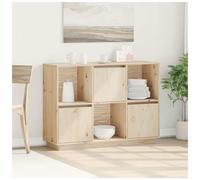 Sideboard Solid Pinewood Natural Finish 110.5x35x80 cm 3-Door Rustic Storage DIY