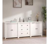 Sideboard Solid Pinewood Untreated White 210x35x80 cm 2 Door 1 Drawer Knottywood