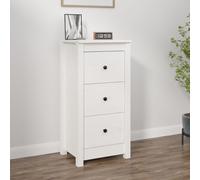 Sideboard Solid Pinewood White 70x35x80cm Rustic Untreated Wood Storage Cabinet