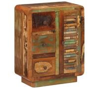 Sideboard Solid Reclaimed Wood Mixed Colour 55x30x70 cm 3 Drawer Rustic Cabinet