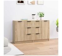 Sideboard Sonoma Oak 120x30x70cm Engineered Wood 6 Drawers 2 Doors Modern Slim.