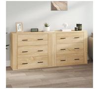 Sideboard Sonoma Oak 160x33x70cm Engineered Wood 6 Drawers Modern Storage Large