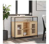 Sideboard Sonoma Oak 2-Door 100x35x80cm Engineered Wood Black Legs with 1 Shelf