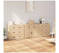 Sideboard Sonoma Oak 240x33x70 cm Engineered Wood 7 Drawers 2 Doors Modern Large
