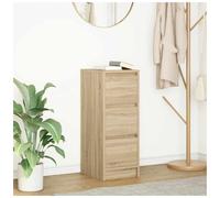 Sideboard Sonoma Oak 29.5x34x76 cm Engineered Wood 3-Drawer Slim Storage Cabinet