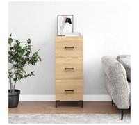 Sideboard Sonoma Oak 34.5x34x90cm Engineered Wood 3 Drawers Modern Black Legs TV
