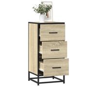 Sideboard Sonoma Oak 35.5x35x76cm. Engineered Wood Metal Frame 3 Drawer Cabinet