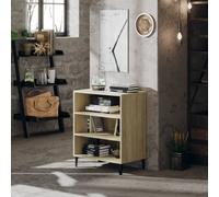 Sideboard Sonoma Oak 57x35x70 cm Engineered Wood Metal Legs 3-Shelf Storage Unit