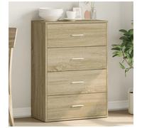 Sideboard Sonoma Oak 60x31x84cm Engineered Wood 4 Drawers Silver Handles Durable