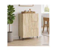 Sideboard Sonoma Oak 66x34.5x91.5cm Engineered Wood 3 Drawer 90° Door Slim Legs