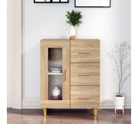 Sideboard Sonoma Oak 69.5x34x90 cm Engineered Wood 1 Glass Door Storage Compact