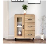 Sideboard Sonoma Oak 69.5x34x90 cm Engineered Wood & Iron Legs Glass Door Shelf