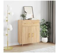 Sideboard Sonoma Oak 69.5x34x90cm Engineered Wood 2 Doors 1 Drawer Gold Legs UK