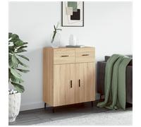 Sideboard Sonoma Oak 69.5x34x90cm Engineered Wood 2 Doors 1 Drawer Scandi Retro