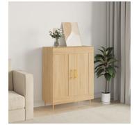 Sideboard Sonoma Oak 69.5x34x90cm Engineered Wood & Iron 2 Door Gold Handle Slim