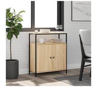 vidaXL Sideboard Sonoma Oak - Engineered Wood, 2-Door, Black Steel Legs, 70x30x80 cm
