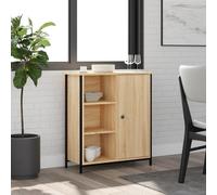 Sideboard Sonoma Oak 70x30x80cm Engineered Wood Black Frame 1 Door Storage Slim