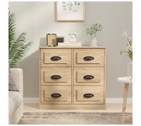 Sideboard Sonoma Oak 70x35.5x67.5cm Engineered Wood 1 Drawer Rustic D-Pulls Slim