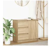 Sideboard Sonoma Oak 71x35x65 cm Engineered Wood 1 Door 3 Drawers Storage Shelf