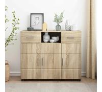 Sideboard Sonoma Oak 88.5x30.5x73cm Engineered Wood 2 Drawer Matte Storage Slim