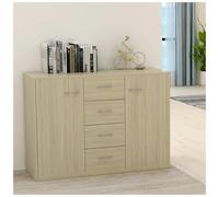 Sideboard Sonoma Oak 88x30x64cm Engineered Wood 4 Drawers 2 Doors Storage Slim.