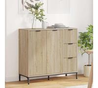 Sideboard Sonoma Oak 89.5x33x82cm Engineered Wood White 2 Doors with 2 Drawers.
